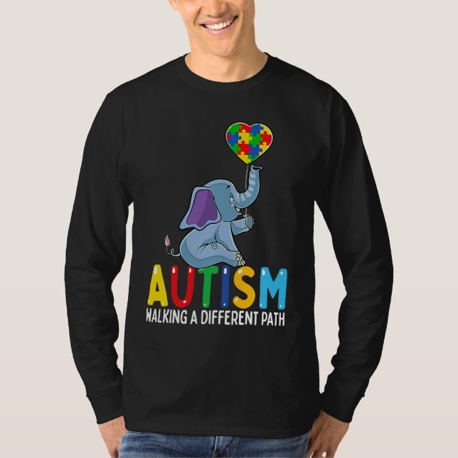 Camiseta Autism Elephant Walking A Different Path For Kids (Anverso)