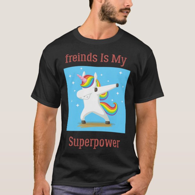 Camiseta Autism Freinds es mi superpoder Dabbing Unicorn Gi (Anverso)