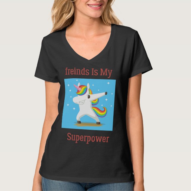Camiseta Autism Freinds es mi superpoder Dabbing Unicorn Gi (Anverso)