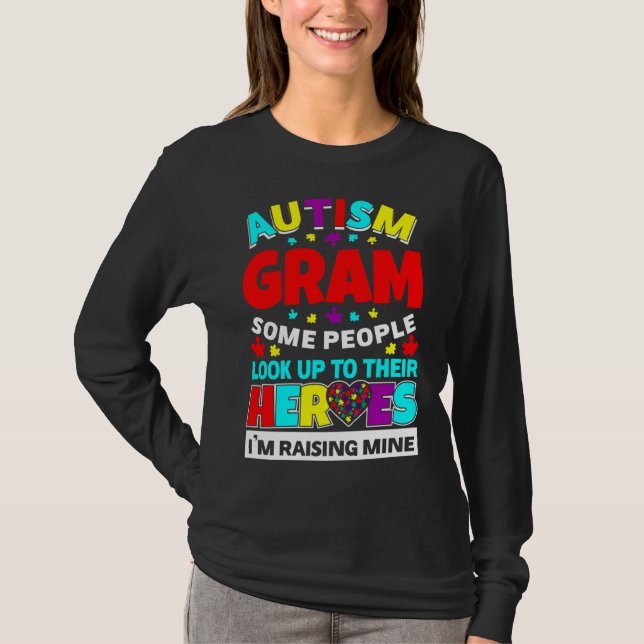 Camiseta Autism Gram La Gente Busca A Sus Héroes Subiendo M (Anverso)