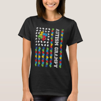 Camiseta Autism Grampy American Flag Autism Awareness