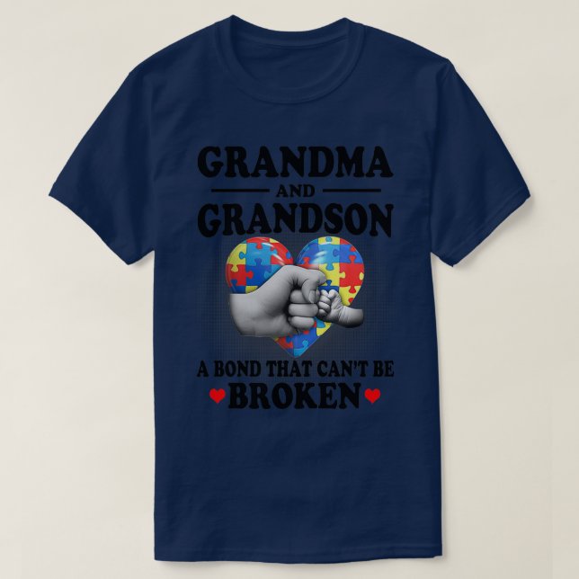Camiseta Autism Grandma And Grandson A Bond That Cant Be Br (Diseño del anverso)