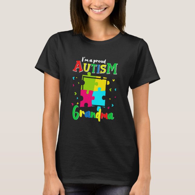 Camiseta Autism Grandma Puzzle Heart Autistic Grandmother (Anverso)