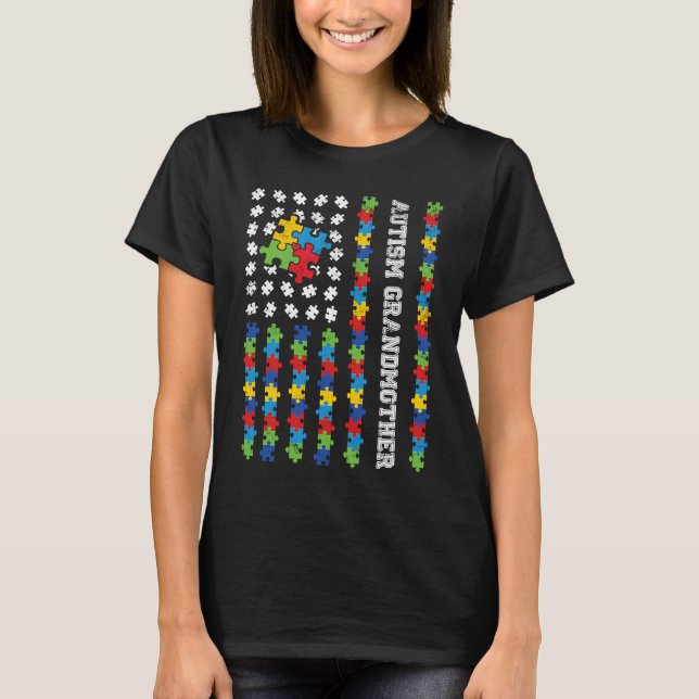 Camiseta Autism Grandmother American Flag Autism Awareness (Anverso)