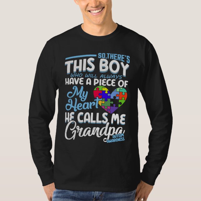 Camiseta Autism Grandpa Boy Puzzle Pieces Autism Awereness (Anverso)