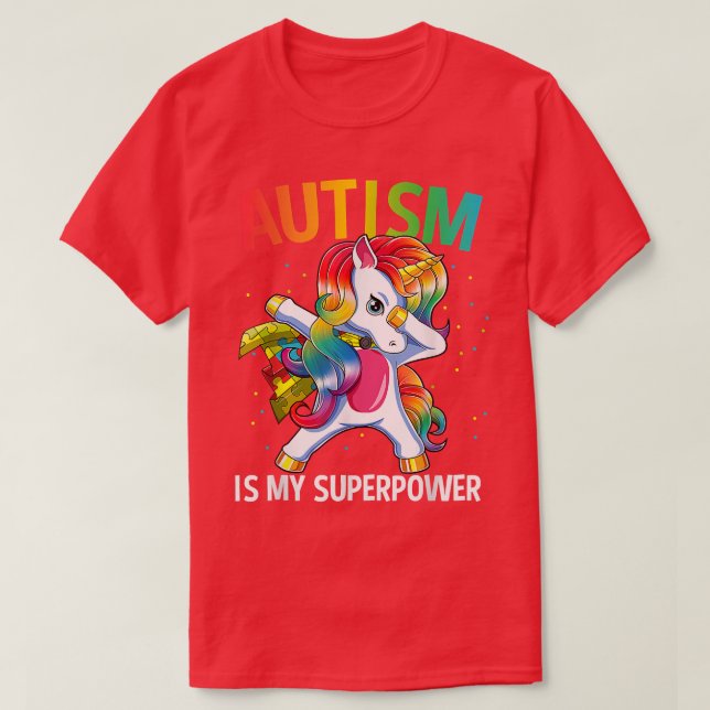 Camiseta Autism Is My Superpower Dabbing Unicorn 359 (Diseño del anverso)