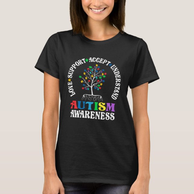Camiseta Autism Love Accept Support Autism Awareness Month  (Anverso)