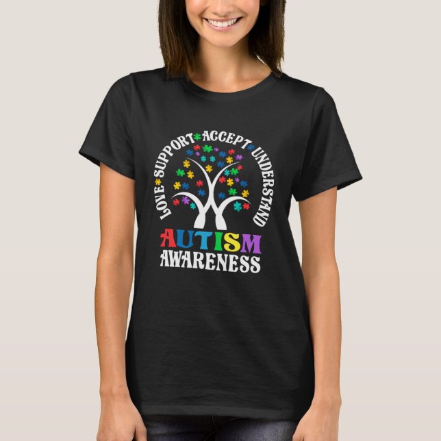 Camiseta Autism Love Accept Support Autism Awareness Month  (Anverso)