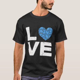 Camiseta Autism Love Awareness Blue Puzzle Heart Autistic