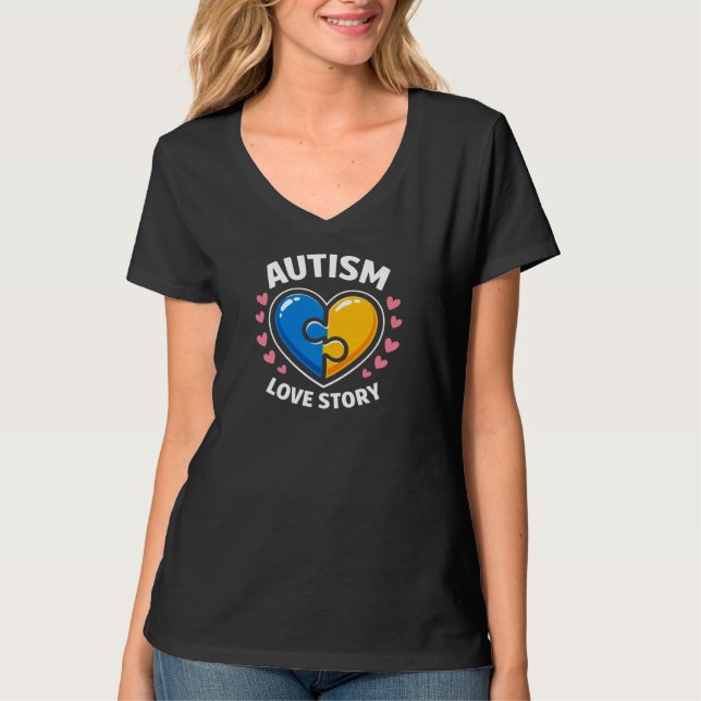 Camiseta Autism Love Story I Love Someone With Autism  (Anverso)