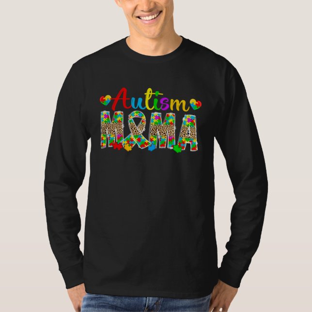Camiseta Autism Mama Leopard Autism Awareness Month Autism  (Anverso)