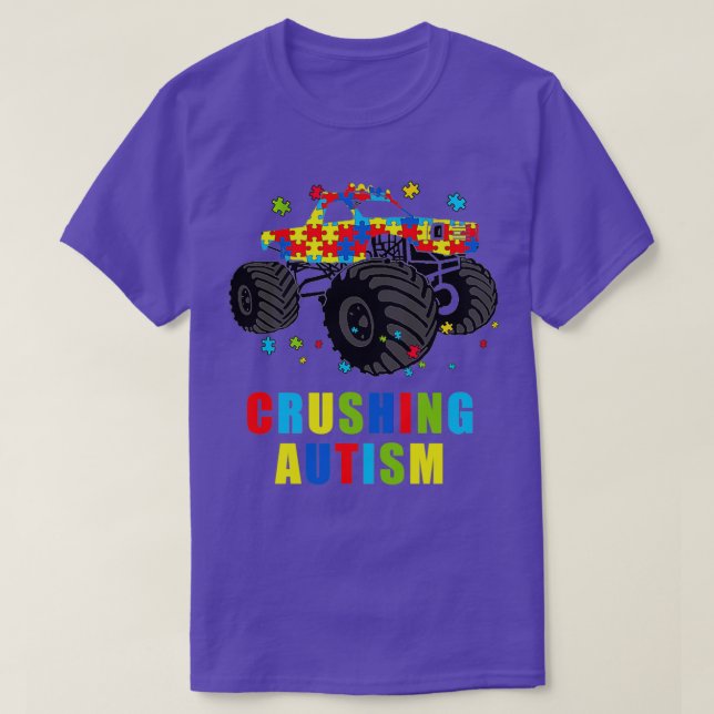 Camiseta Autism Mega Truck Crushing Autism Awareness Monste (Diseño del anverso)