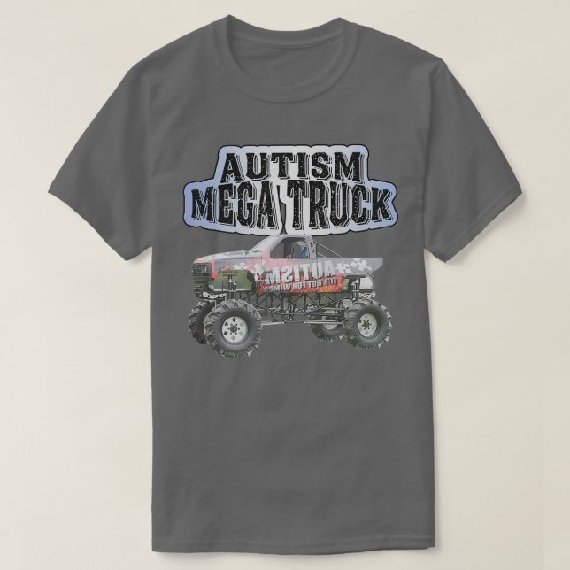 Camiseta Autism Mega Truck Funny Truck Lover Autism Awarene (Diseño del anverso)