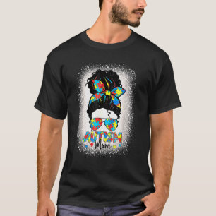 Camiseta Autism Mom Awareness Messy Bun Sungafas Bandana
