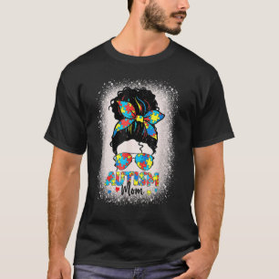 Camiseta Autism Mom Awareness Messy Bun Sungafas Bandana