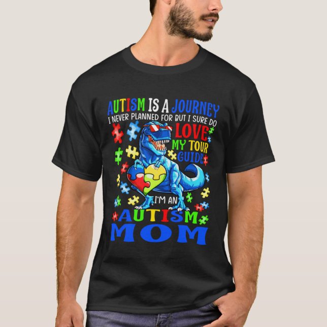Camiseta Autism Mom Journey Quote Autism Awareness Dinosaur (Anverso)