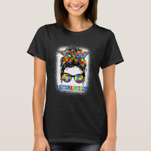 Camiseta Autism Mom Life Messy Bun Autism Awareness Support