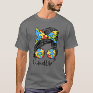 Camiseta Autism Mom Life Messy Bun Gafas de sol Bandana Mot