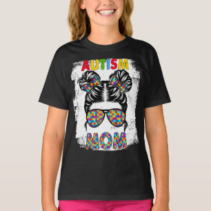 Camiseta Autism Mom Life Messy Bun Gafas de sol Bandana Mot