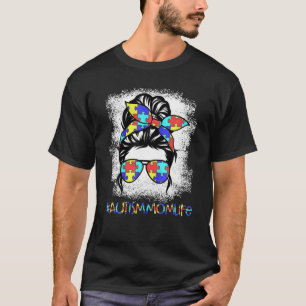 Camiseta Autism Mom Life Messy Bun Gafas de sol Bandana Mot