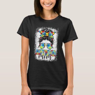 Camiseta Autism Mom Life Messy Bun Gafas de sol Bandana Mot