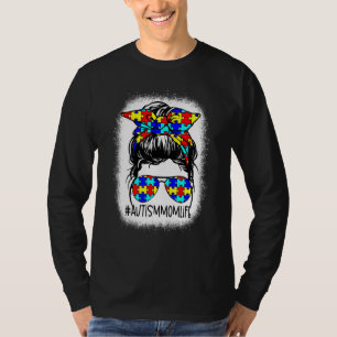 Camiseta Autism Mom Life Messy Bun Gafas de sol Bandana Mot