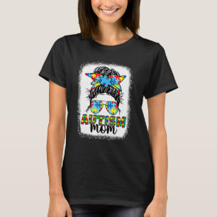 Camiseta Autism Mom Life Messy Bun Gafas de sol Bandana Mot