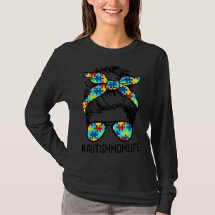 Camiseta Autism Mom Life Messy Bun Gafas de sol Bandana Mot