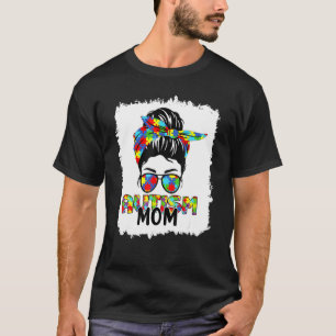 Camiseta Autism Mom Life Messy Bun Gafas de sol Bandana Mot