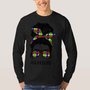 Camiseta Autism Mom Life Messy Bun Gafas de sol Bandana Mot