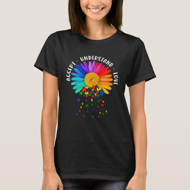 Camiseta Autism Mom Support Floral Autism Awareness Daisy F (Anverso)