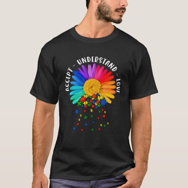 Camiseta Autism Mom Support Floral Autism Awareness Daisy F (Anverso)