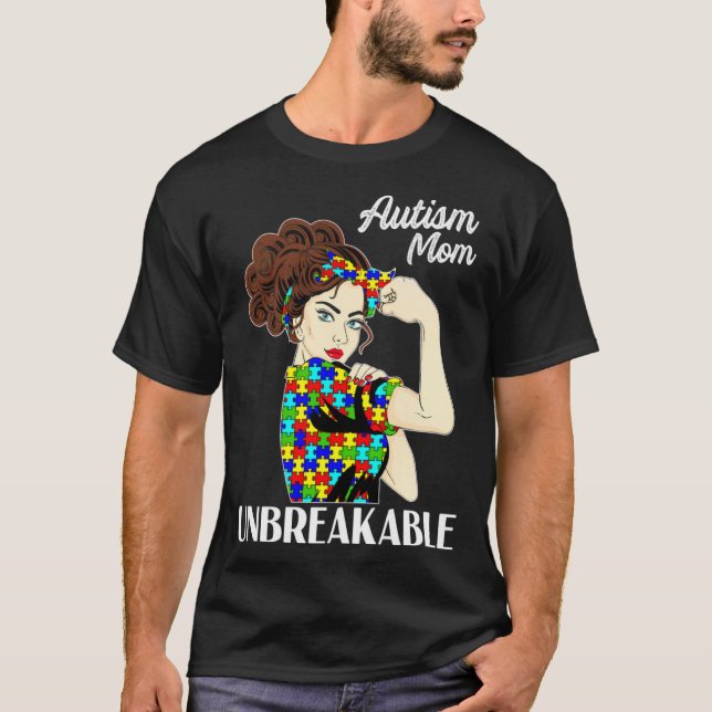 Camiseta Autism Mom Unbreakable Puzzle Piece Autism Awarene (Anverso)