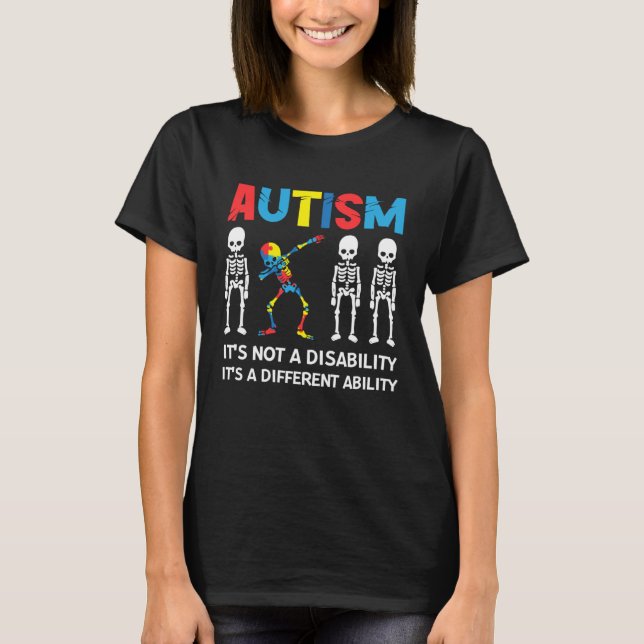 Camiseta Autism Month It s A Different Ability  Dabbing Ske (Anverso)