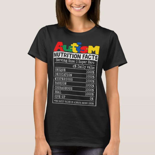 Camiseta Autism Nutrition Facts Toddler Autism Awareness Mo (Anverso)