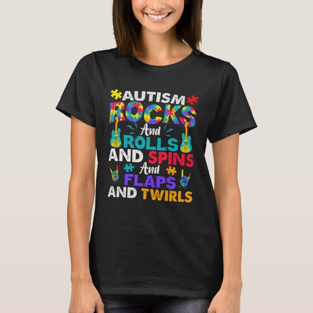 Camiseta Autism Rocks And Rolls  Autism Awareness Month (Anverso)