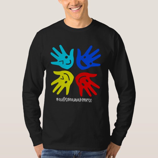Camiseta Autism Sign Hand Smile Face Autistic Child Autism  (Anverso)