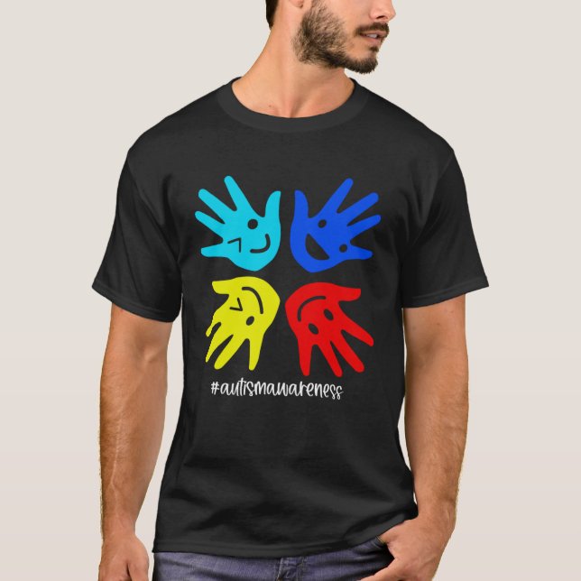 Camiseta Autism Sign Hand Smile Face Autistic Child Autism  (Anverso)
