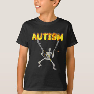 Camiseta Autism Skeleton Graciosamente Específico Casuero M