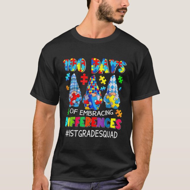 Camiseta Autism Teacher 100 Days Of Embracing Differences 1 (Anverso)