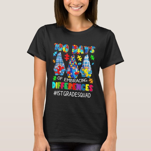 Camiseta Autism Teacher 100 Days Of Embracing Differences 1 (Anverso)