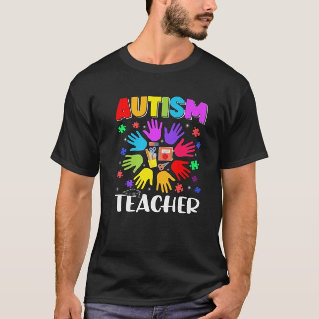 Camiseta Autism Teacher Puzzle Autism Awareness Autistic Su (Anverso)