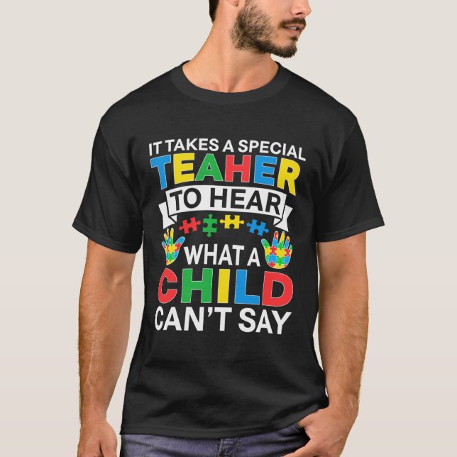 Camiseta Autism Teacher Puzzle Piece Special Child Men Wome (Anverso)