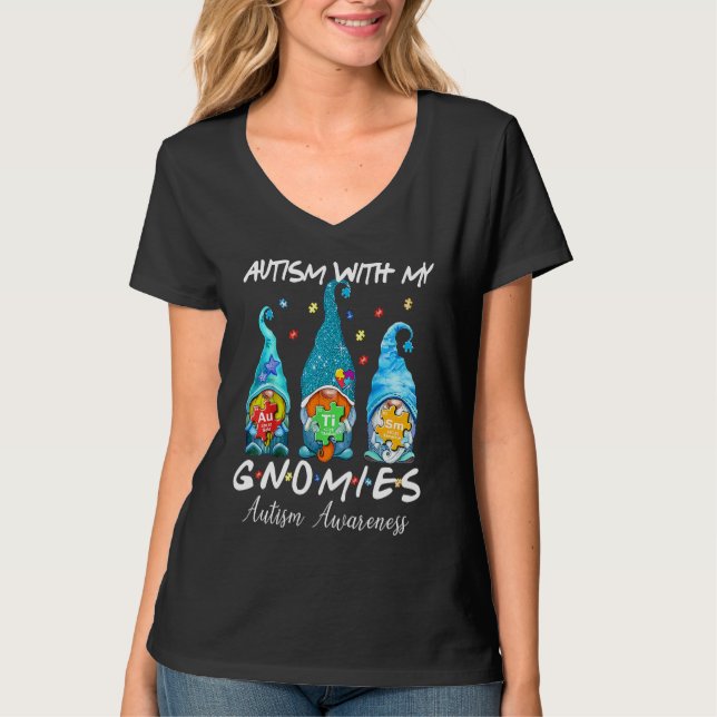 Camiseta Autism With My Gnomies Autism Three Gnomes Awarene (Anverso)
