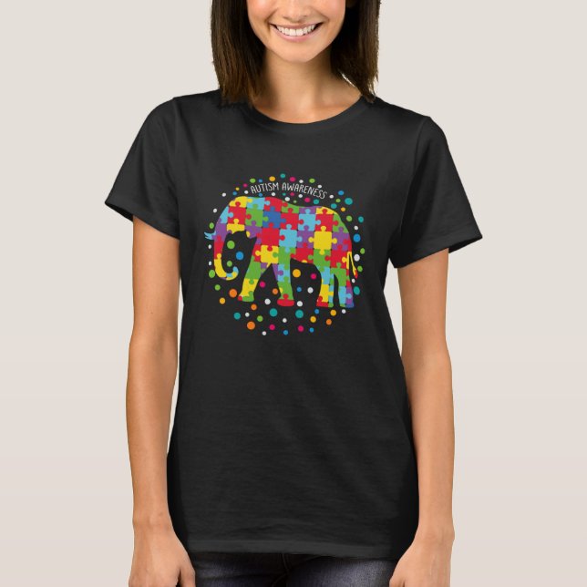 Camiseta Autism  Women Men Elephant Support Autism Awarenes (Anverso)