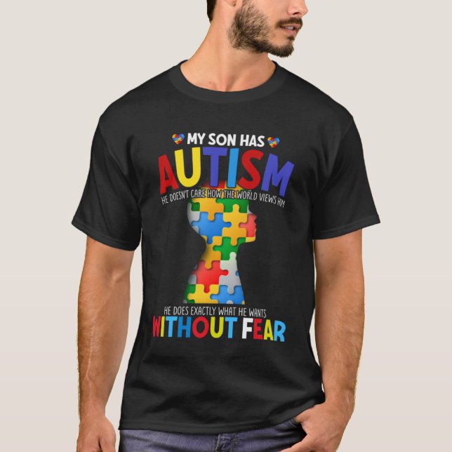 Camiseta Autism  Women Men Family My Son Has Autism Awarene (Anverso)
