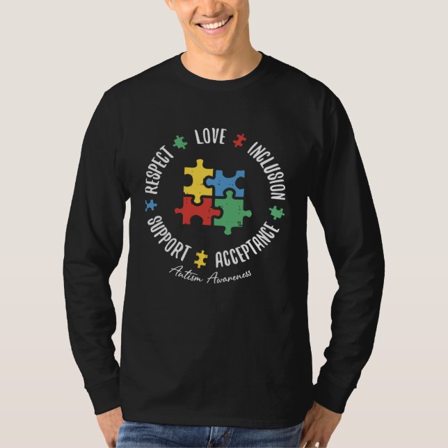 Camiseta Autism  Women Men Respect Love Support Autism Awar (Anverso)