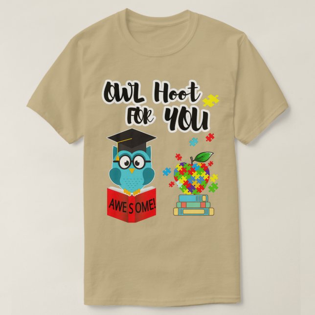 Camiseta AutismHero Neurodiversidad Owl Hoot Por Usted (Diseño del anverso)