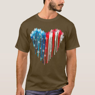Camiseta Autismo 4 De Julio Piezas De Rompecabezas