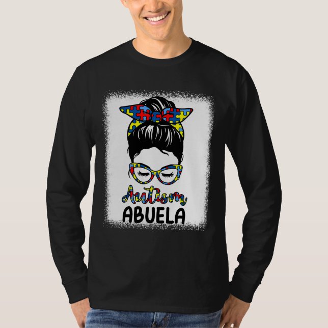 Camiseta Autismo Abuela Messy Bun despojado de la concienci (Anverso)